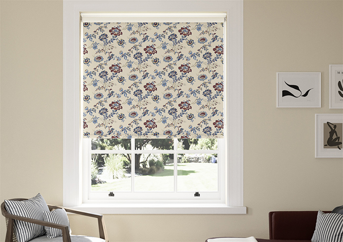 Land & Shore Orchard (Blackout), Blue Red - Roller Blind - Image 3